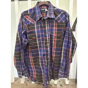 Vintage Wrangler Western Shirt 16-34 Multicolor Stripe Button‎ Up Long Sleeve